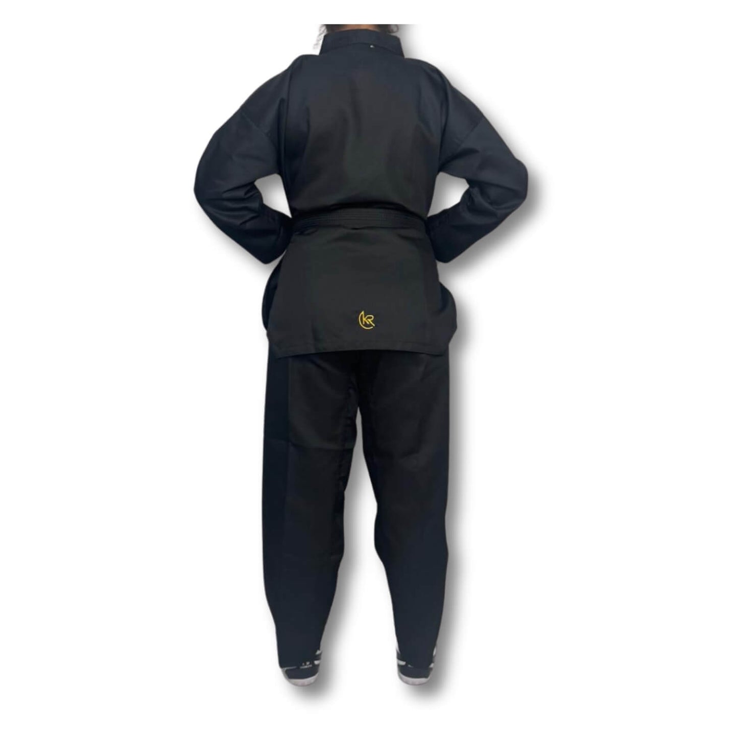 KROLIN Hybrid Pro Taekwondo Uniform – Black with Black Neck -White Belt Included.