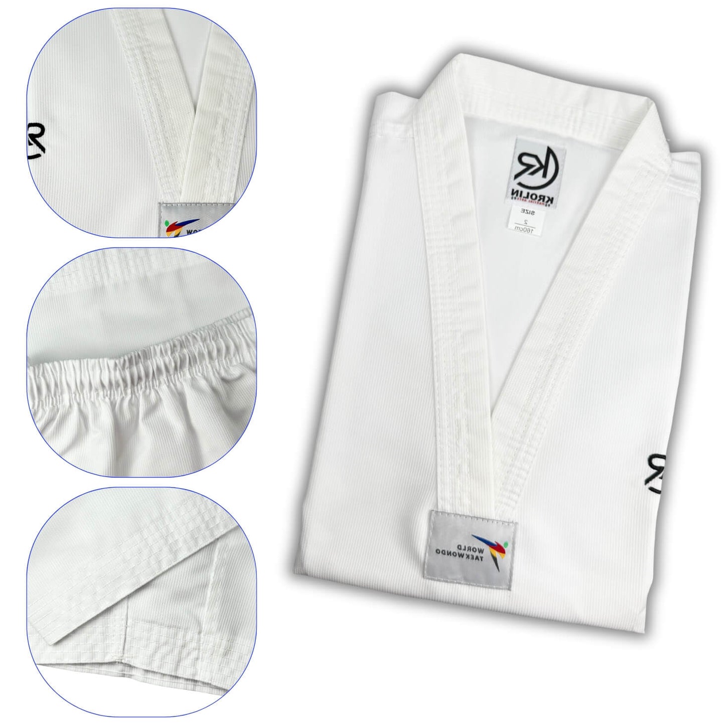 KROLIN HYBRYD PRO Taekwondo Uniform – Fabric details and reinforced stitching view