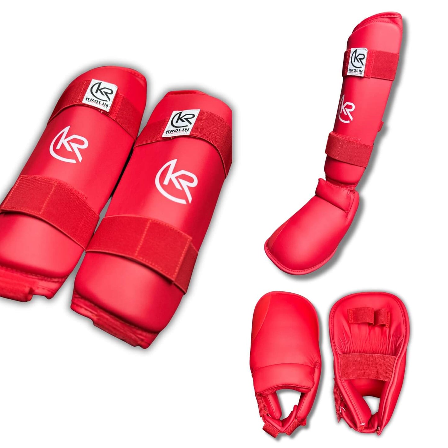 Close-up of padded foot instep on KROLIN SHIELDSTEP Taekwondo foot protector red color