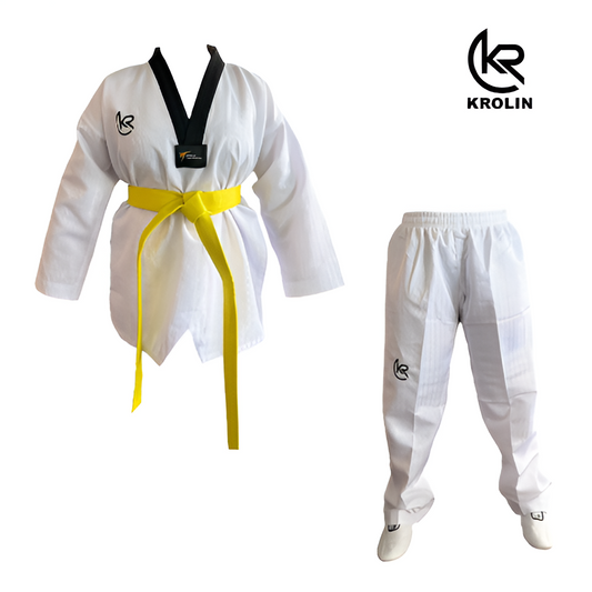 KROLIN™️-  Dobok: Unmatched quality in our classic black V-neck taekwondo uniforms- TKD