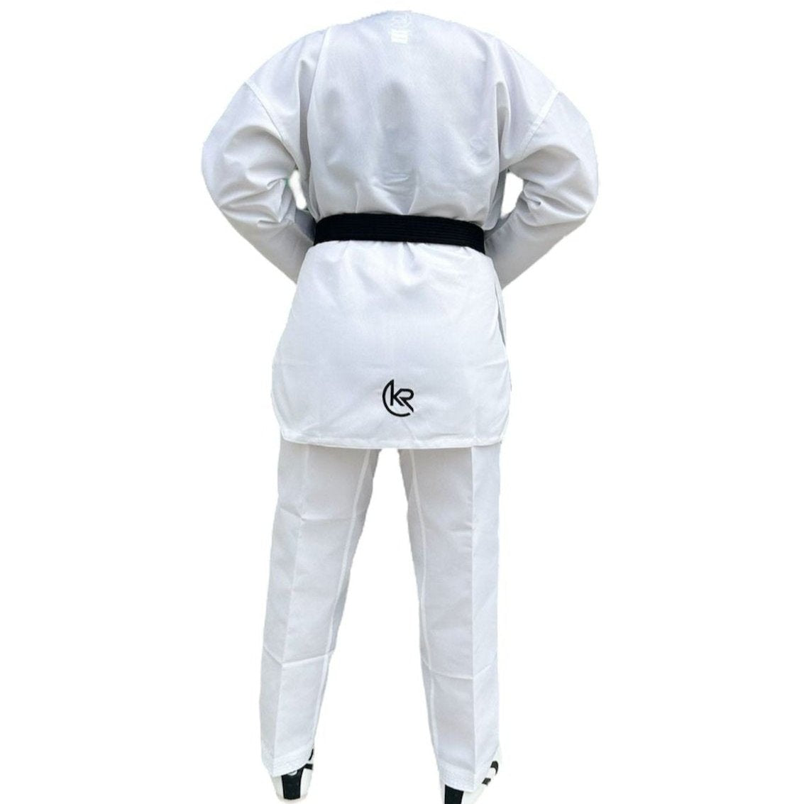 KROLIN Ribbed Fabric Taekwondo Uniform Black V-Neck