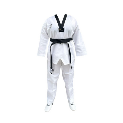 KROLIN Ribbed Fabric Taekwondo Uniform Black V-Neck