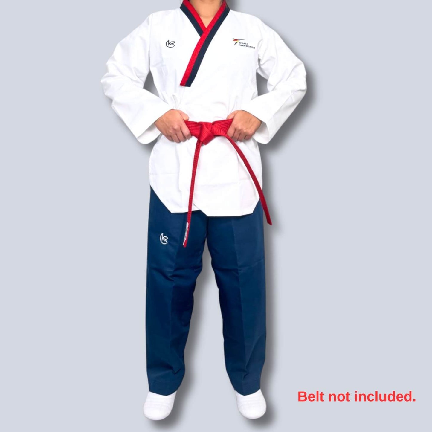 Krolin PoomStar Male Jr – Male Junior Taekwondo Poomsae Uniform (Blue Pants, WTF Approved, 65/35 Poly-Cotton)
