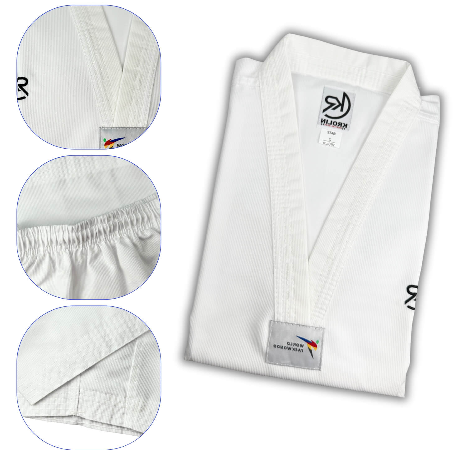 KROLIN HYBRYD PRO Taekwondo Uniform – Fabric details and reinforced stitching view