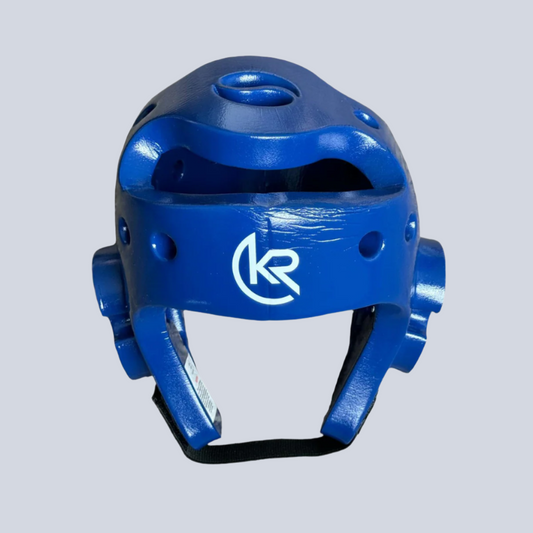 Krolin HEADSHIELD Taekwondo head protector – lightweight and shock-absorbing helmet for martial arts sparring, available in red or blue.