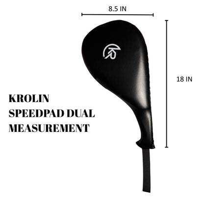Black Krolin Speedpad with measurements on a white background