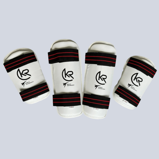 Krolin DUALSHIELD – complete Taekwondo shin and forearm protector set for martial arts training and sparring.