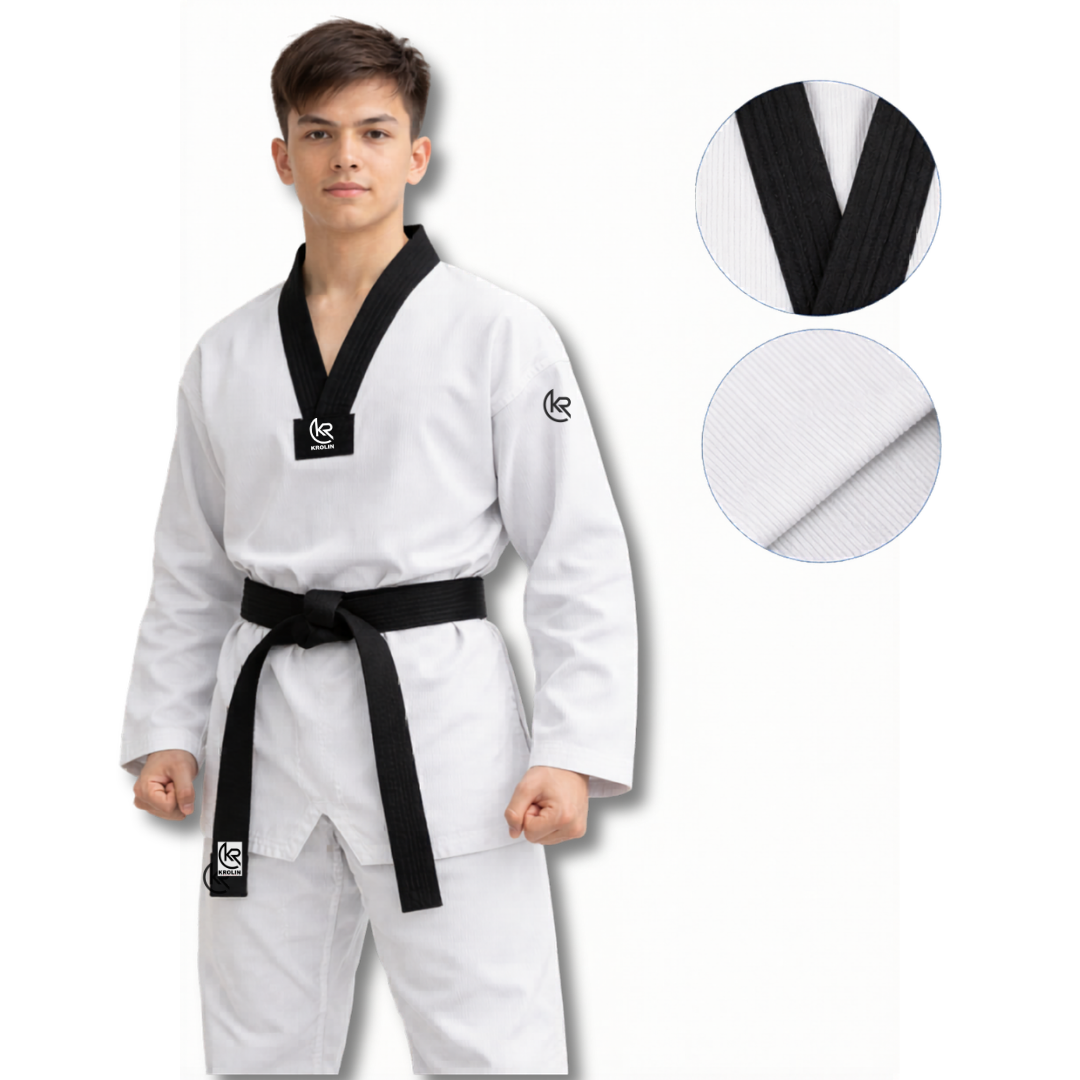 KROLIN-HYBRID PRO  Taekwondo Uniform Black V-Neck
