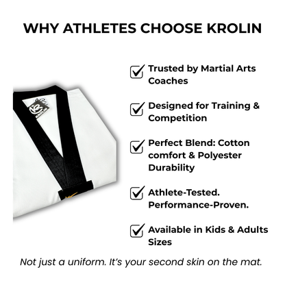 KROLIN-HYBRID PRO  Taekwondo Uniform Black V-Neck